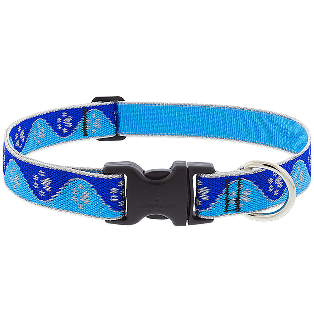 LupinePet - 48453 - Reflective Blue Paws Nylon Dog Adjustable Collar
