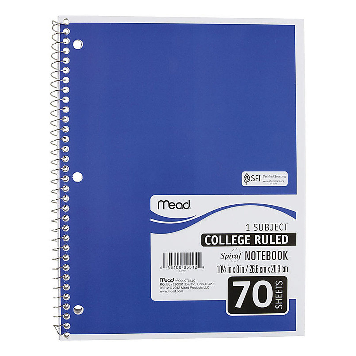 Mead 5512 8 in. W x 10-1/2 in. L College Ruled Spiral Notebook