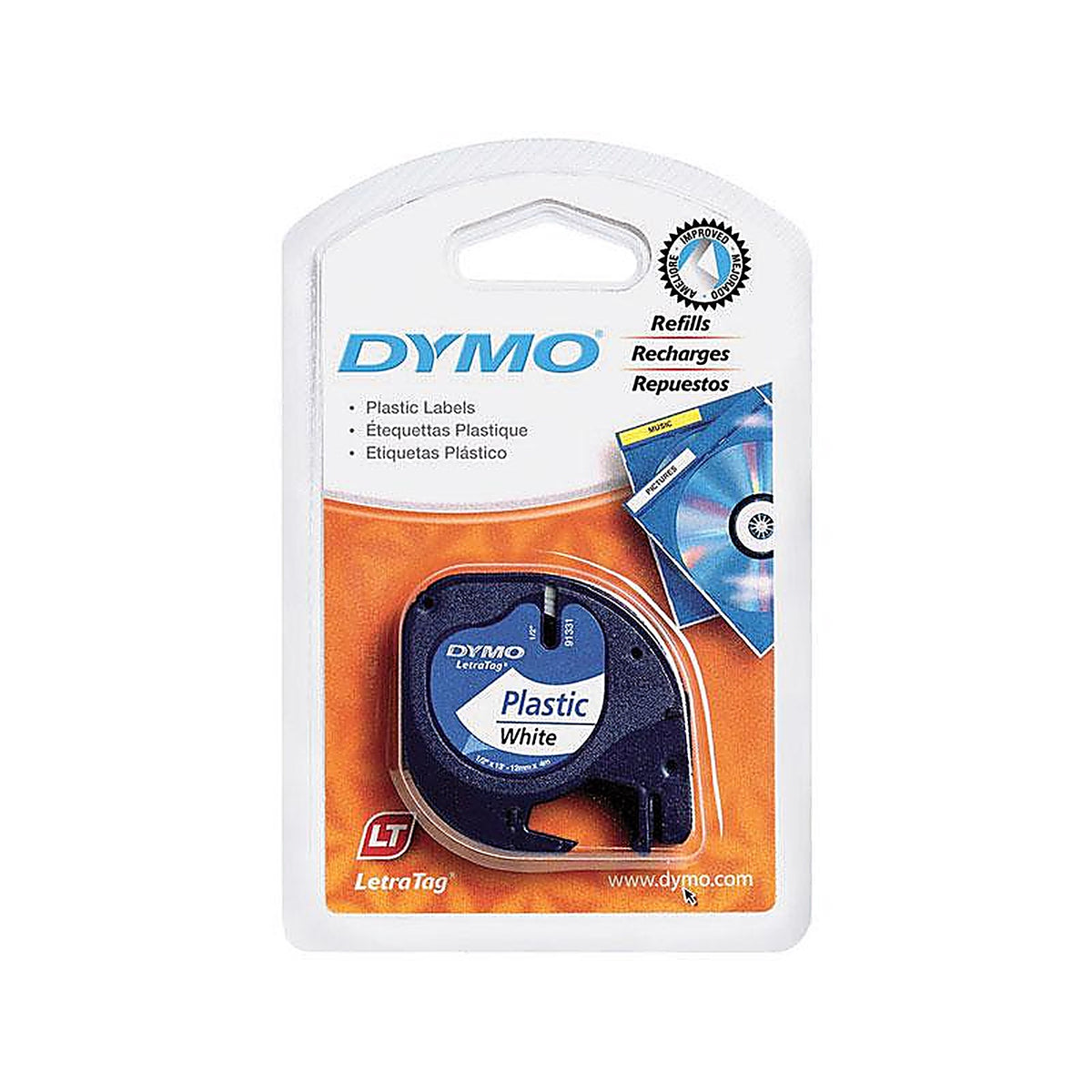 Dymo - 91331 - Letratag 1/2 In. W X 156 In. L White Plastic Label Maker Tape