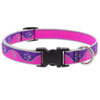 LupinePet - 48501 - Reflective Pink Paws Nylon Dog Adjustable Collar