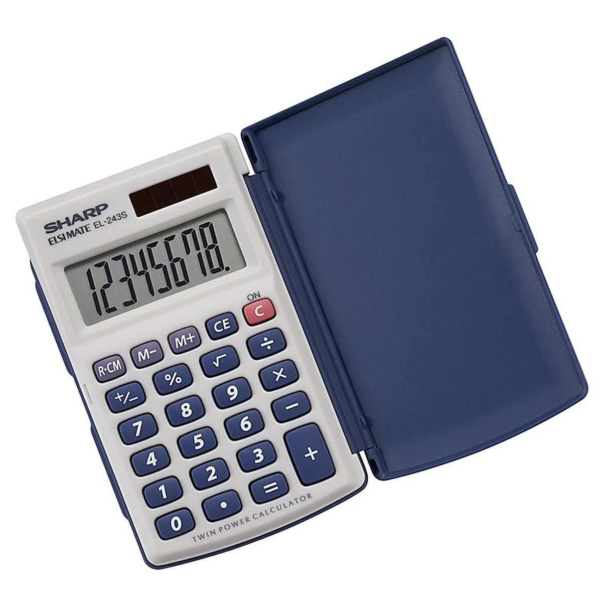 Sharp - EL243SB - Blue/Gray 8 Digit Solar Powered Pocket Calculator