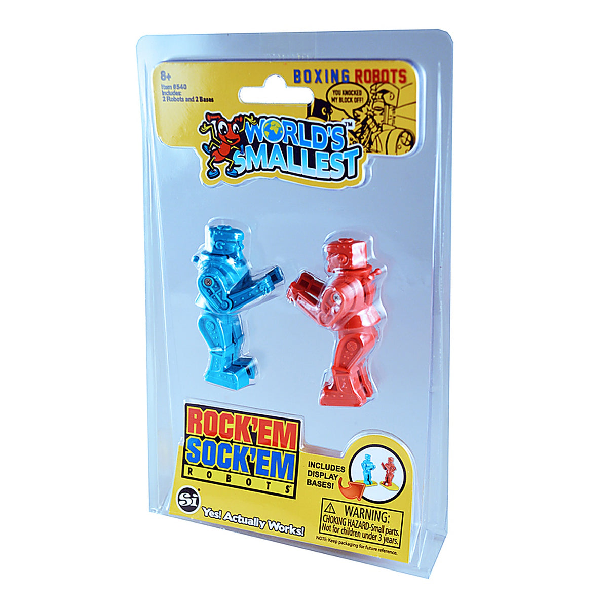 Super Impulse 540 Worlds Smallest Rock em Sock em Robots Plastic Red and Blue 2 pc set