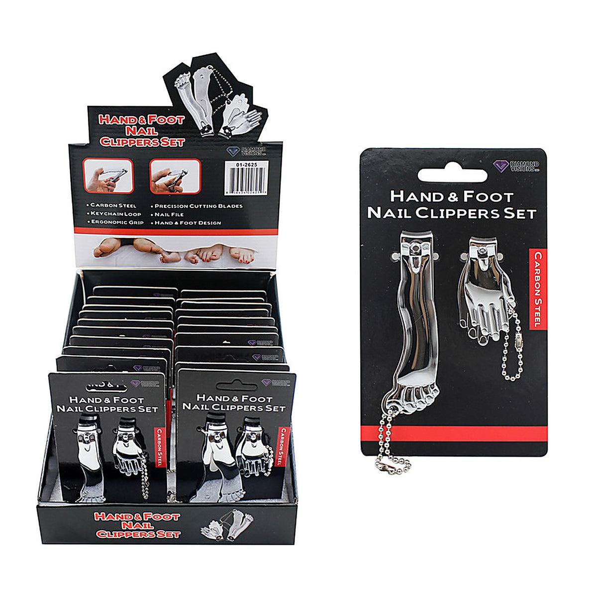 Diamond Visions 01-2625 Silver Hand and Foot Nail Clippers 2 pk