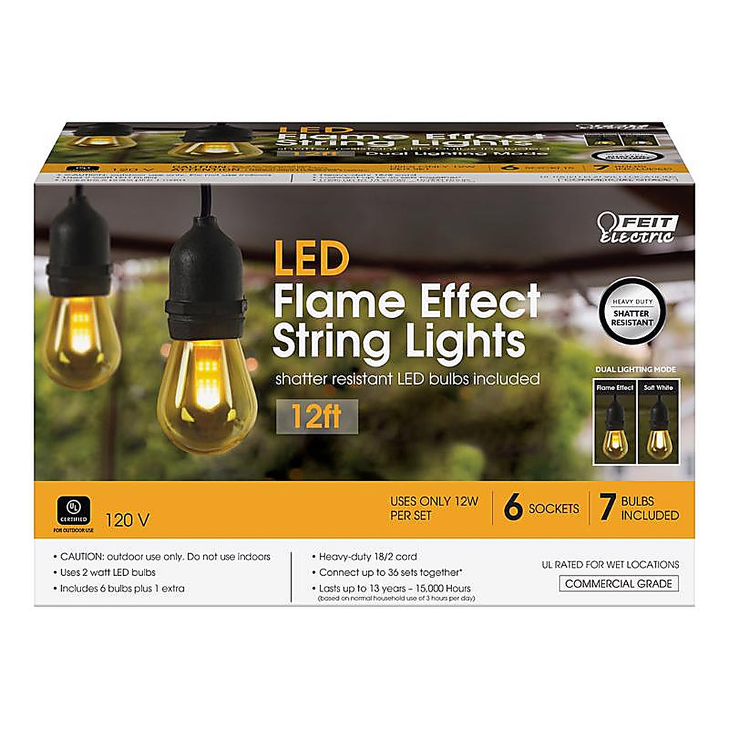 Feit Electric SL12-6/FLAME LED Flame Bulb String Lights Amber 6 lights