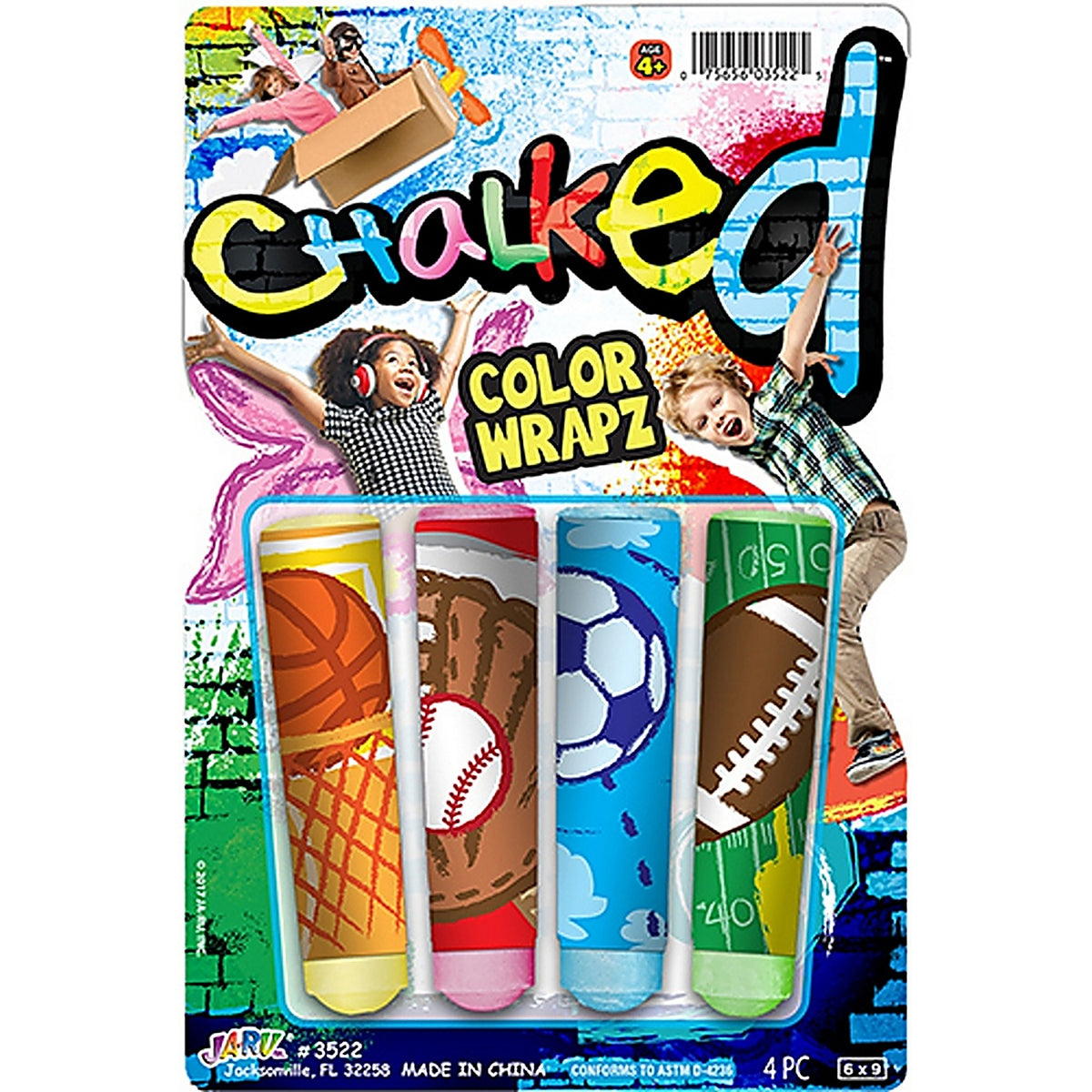 Ja-Ru 3522 Wrapz Sidewalk Chalk Assorted 4 pc