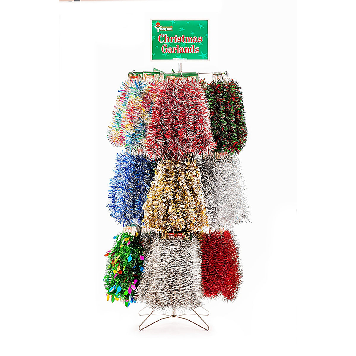 Spinner Rack - 1092 - 8 In. H X 2 In. W X 21 In. D Silver Metal Garland Spinner Rack