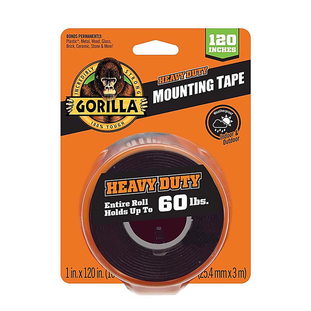 Gorilla - 102441 - Double Sided 1 in. W X 120 in. L Mounting Tape Black