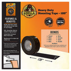 Gorilla - 102441 - Double Sided 1 in. W X 120 in. L Mounting Tape Black