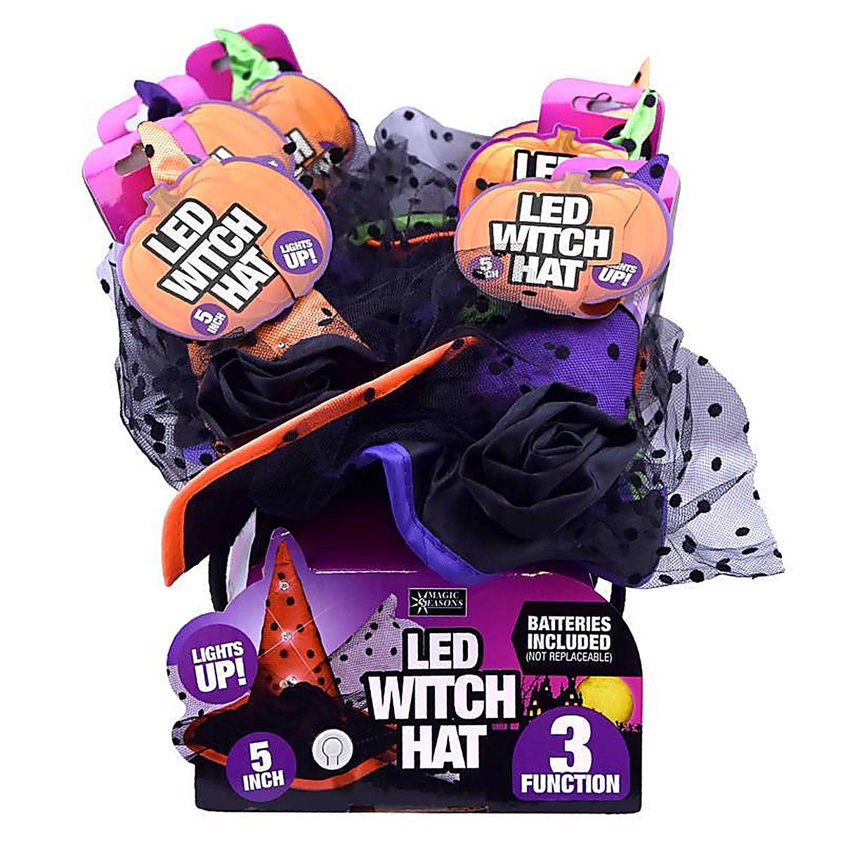 Shawshank LEDz 702907 Magic Seasons Prelit Witch Hat Headbands Halloween Decor