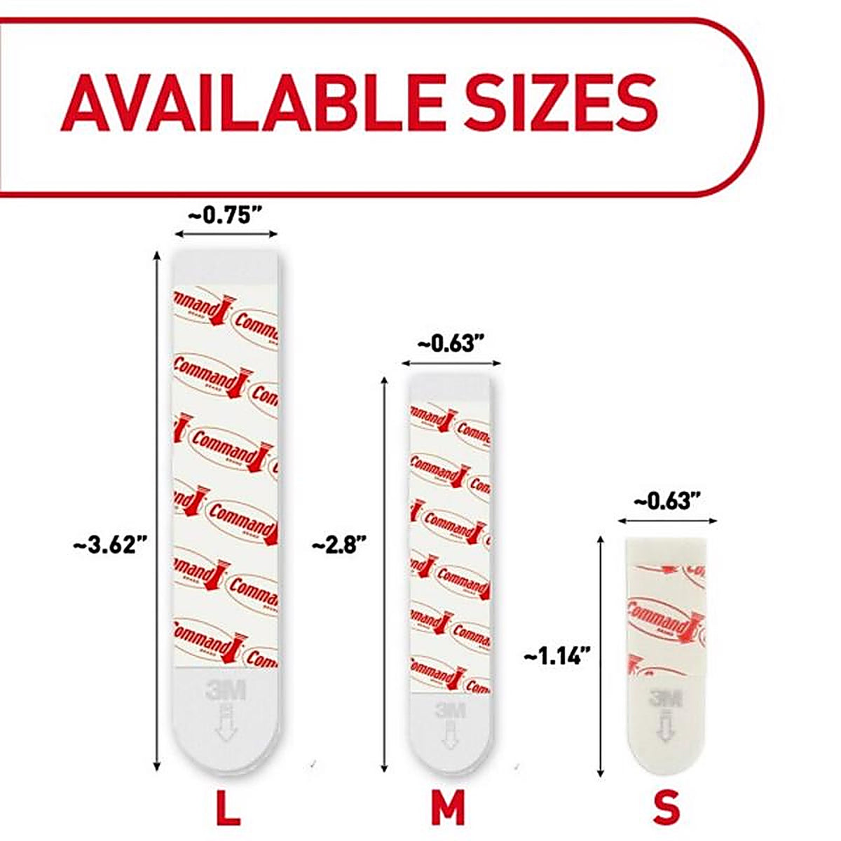 3M 17200-ES Assorted Foam Mounting Strips 3-3/8 in. L 12/Pack