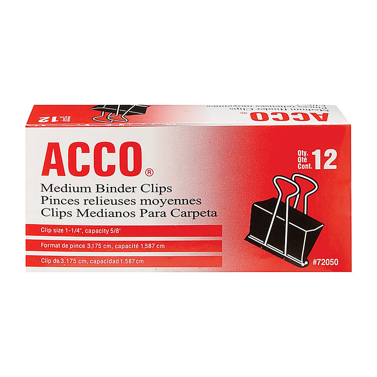 ACCO - A7072050 - Medium Black/Silver Binder Clips 12 Pack