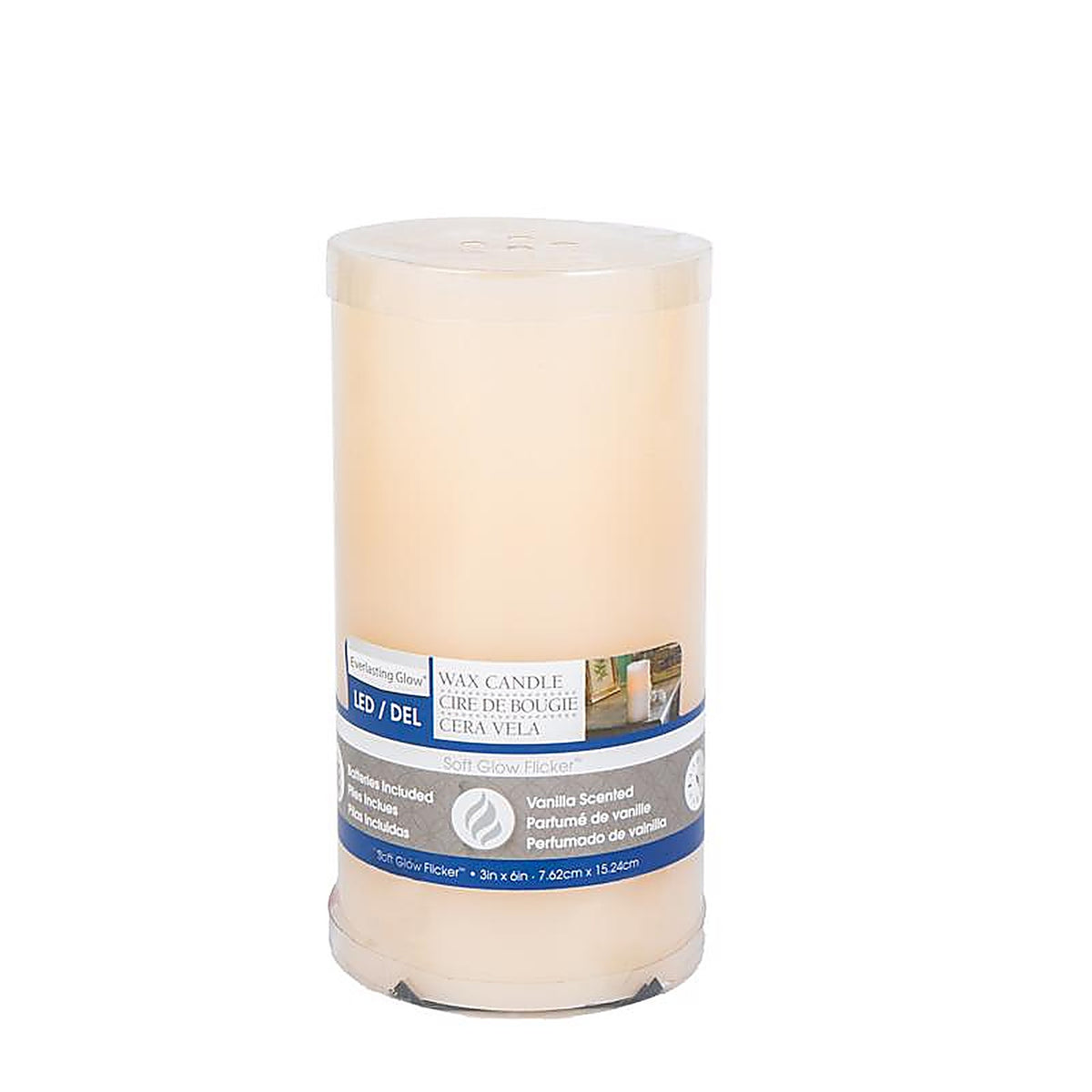 Everlasting Glow - 33076 - Bisque Vanilla Scent Wavy Edge Pillar Flameless Flickering Candle