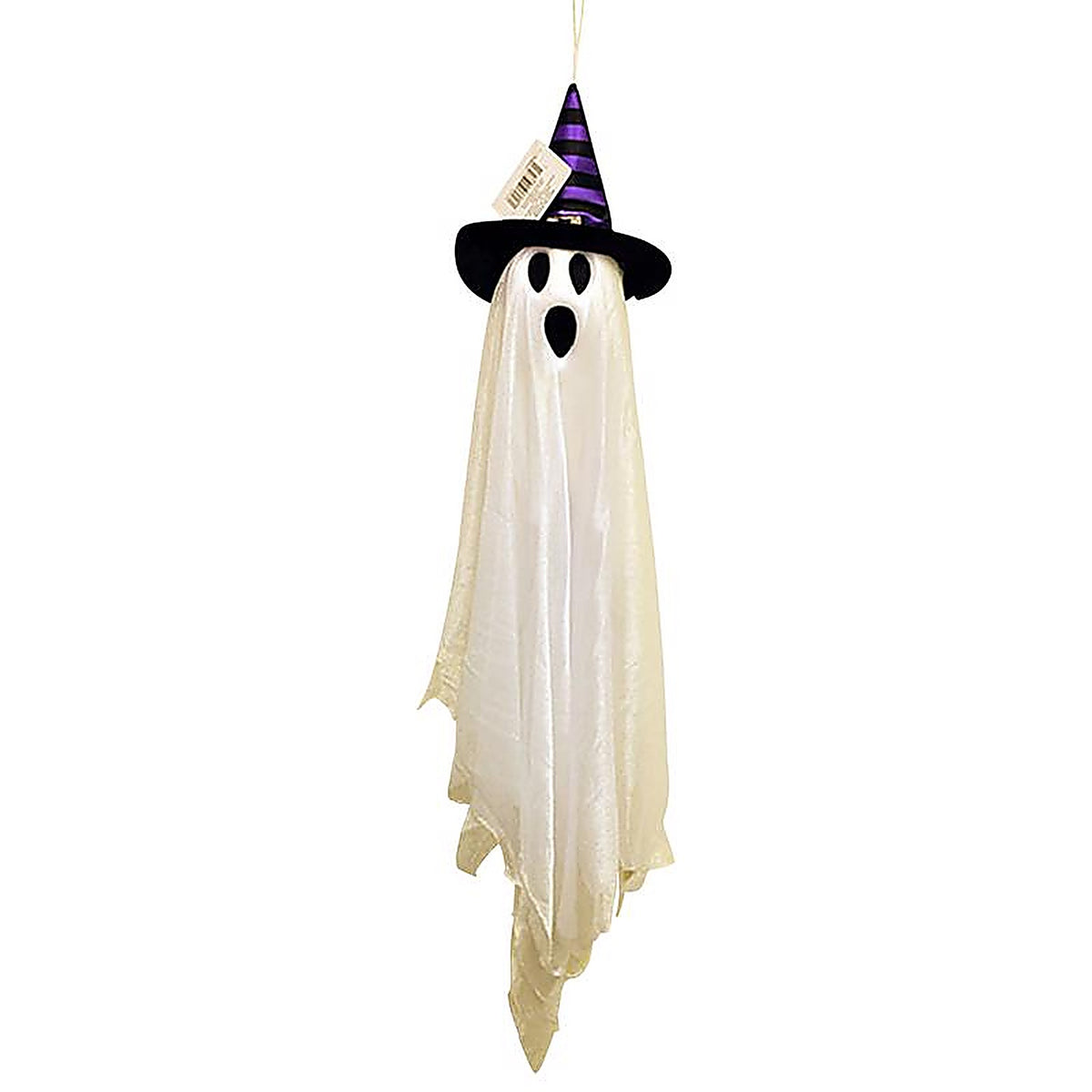 Fun World 91668 27 in. Friendly Ghost with Hat Hanging Decor
