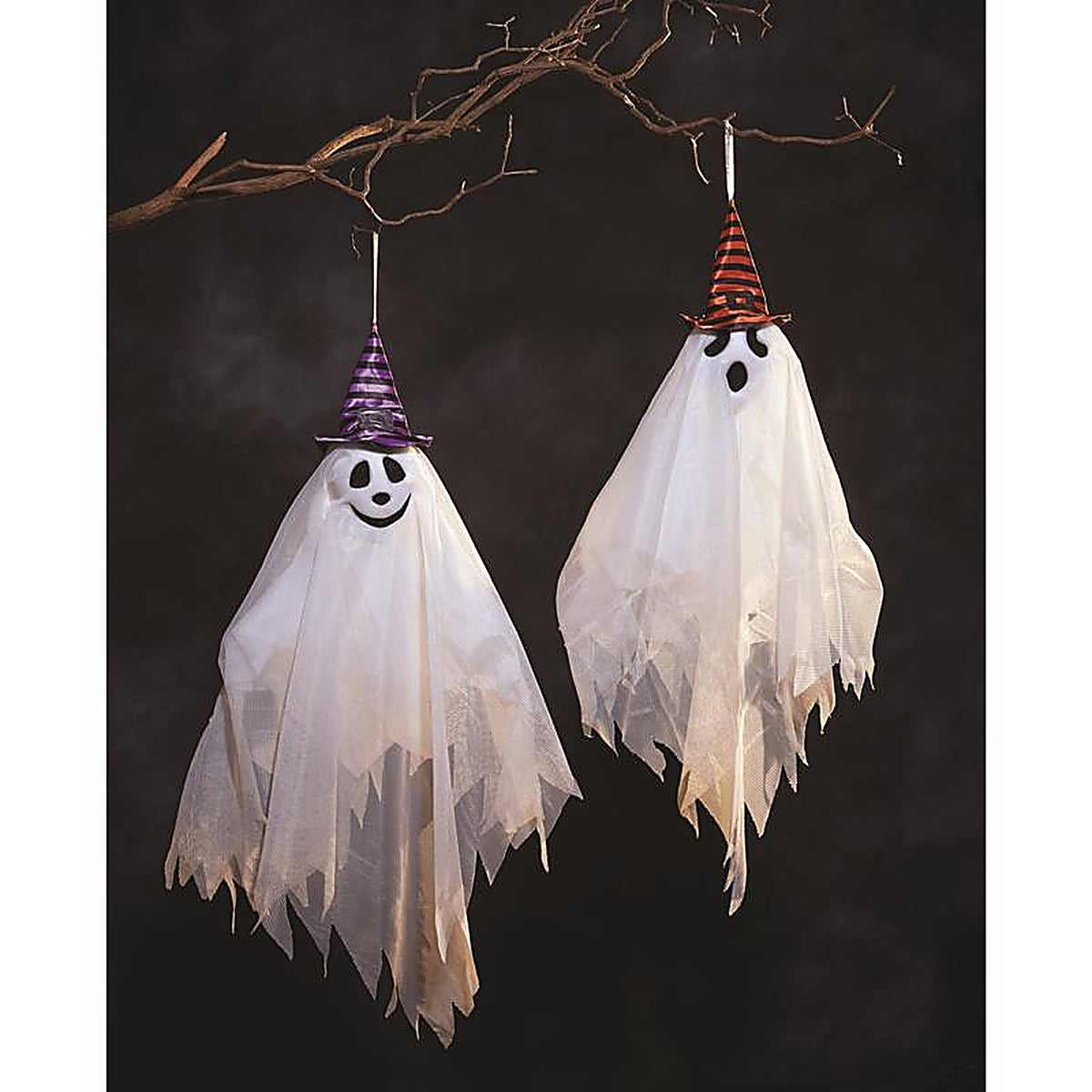 Fun World 91668 27 in. Friendly Ghost with Hat Hanging Decor