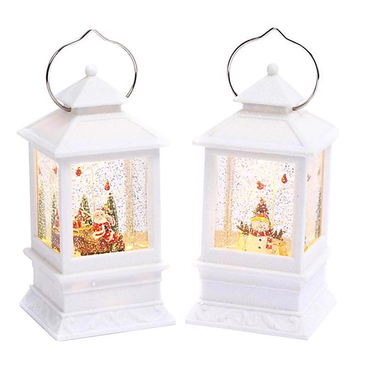 Gerson - 2429110 - White Spinning Water Globe Lantern 8.5 In.