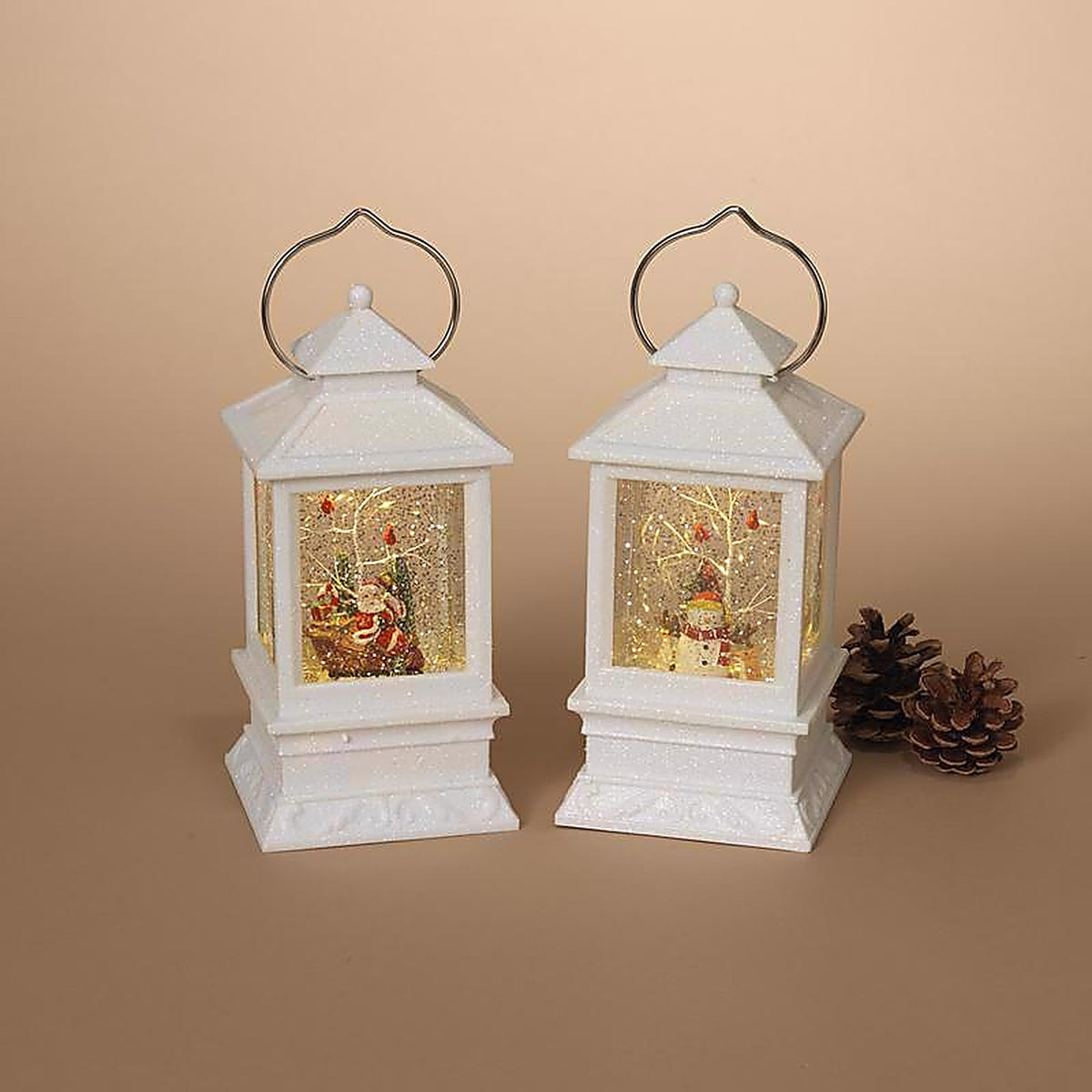 Gerson - 2429110 - White Spinning Water Globe Lantern 8.5 In.