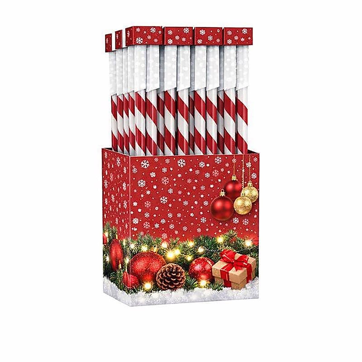 Alpine QWE106 LED White 23.3 in. Solar Candy Cane Striped Stake Pathway Decor
