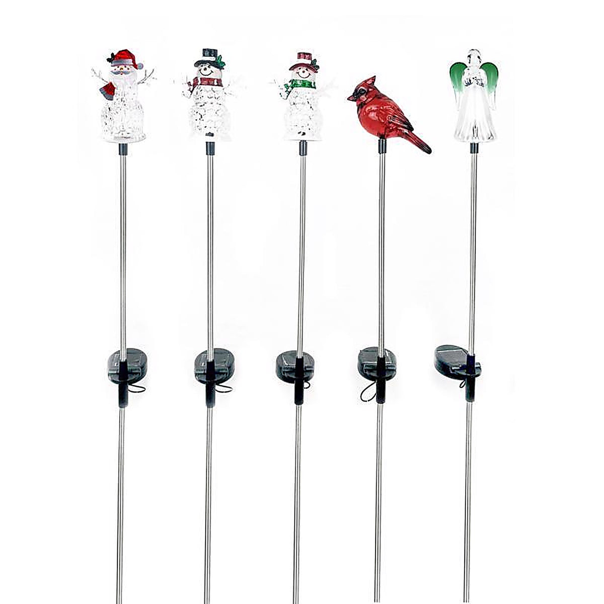 Alpine RGG480ABB LED Cool White 23.3 in. Solar Assorted Holiday Stakes Pathway Decor