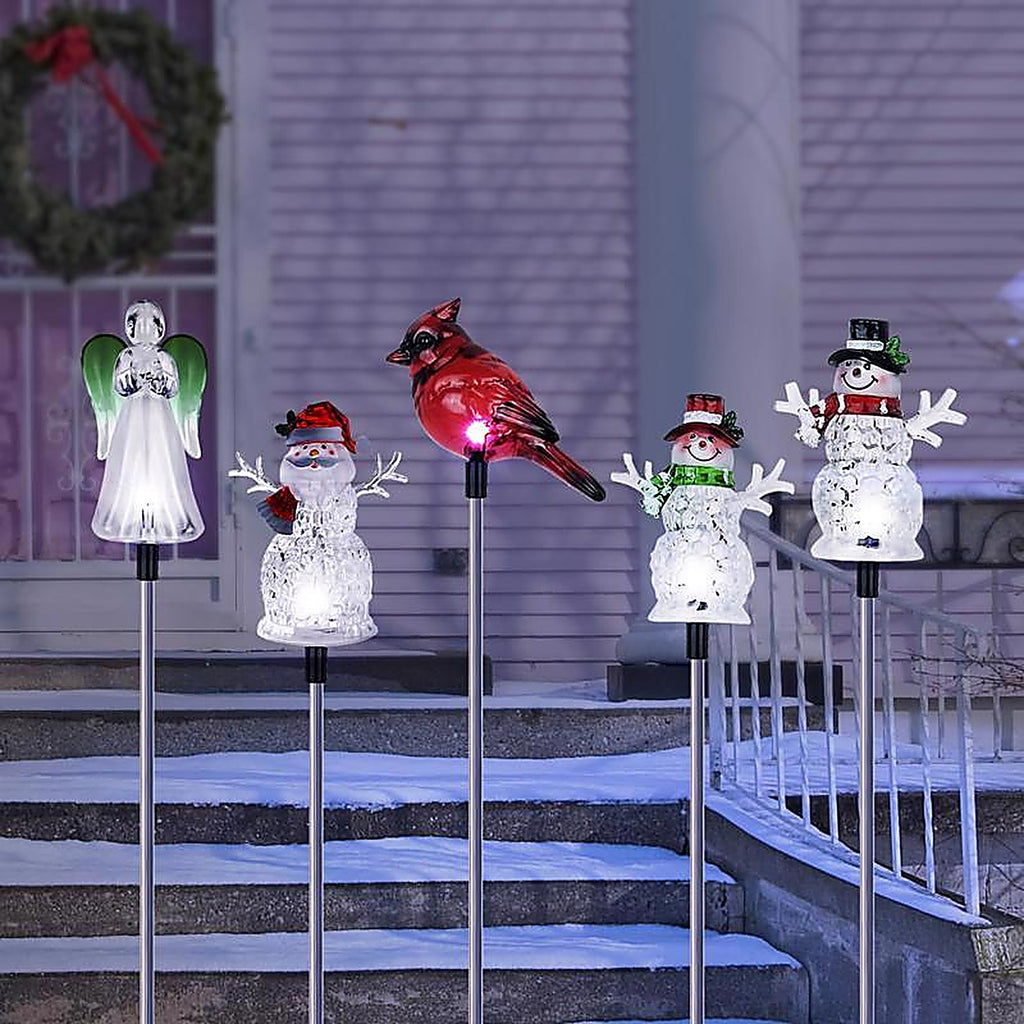 Alpine RGG480ABB LED Cool White 23.3 in. Solar Assorted Holiday Stakes Pathway Decor