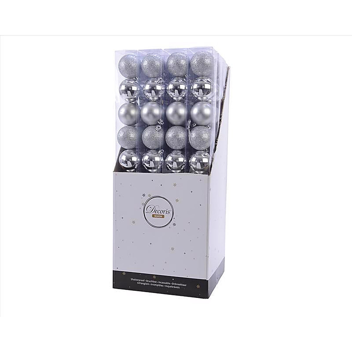 Decoris 20171 Silver Shatterproof Baubles Indoor Christmas Decor