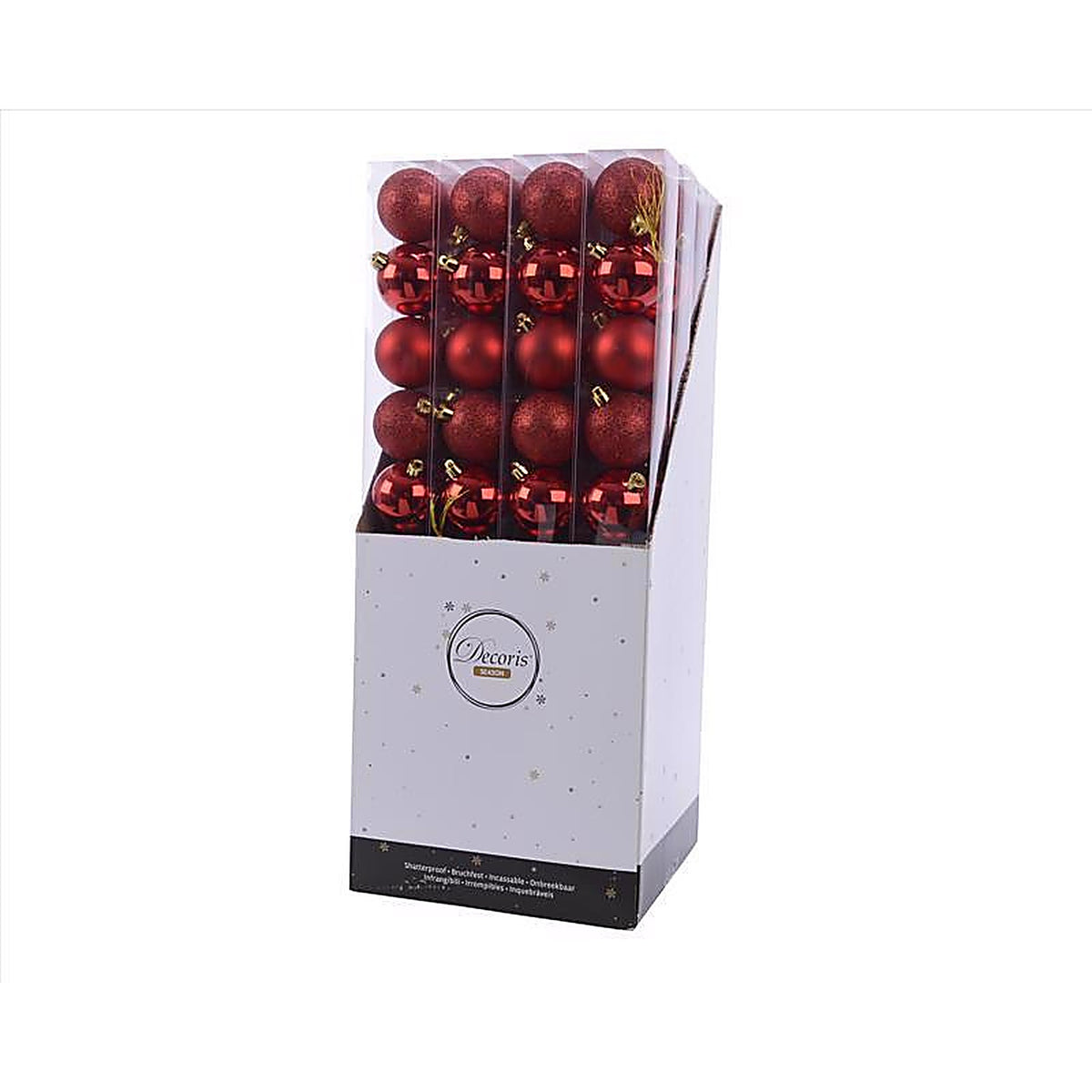 Decoris 20172 Red Shatterproof Baubles Indoor Christmas Decor 2 in.