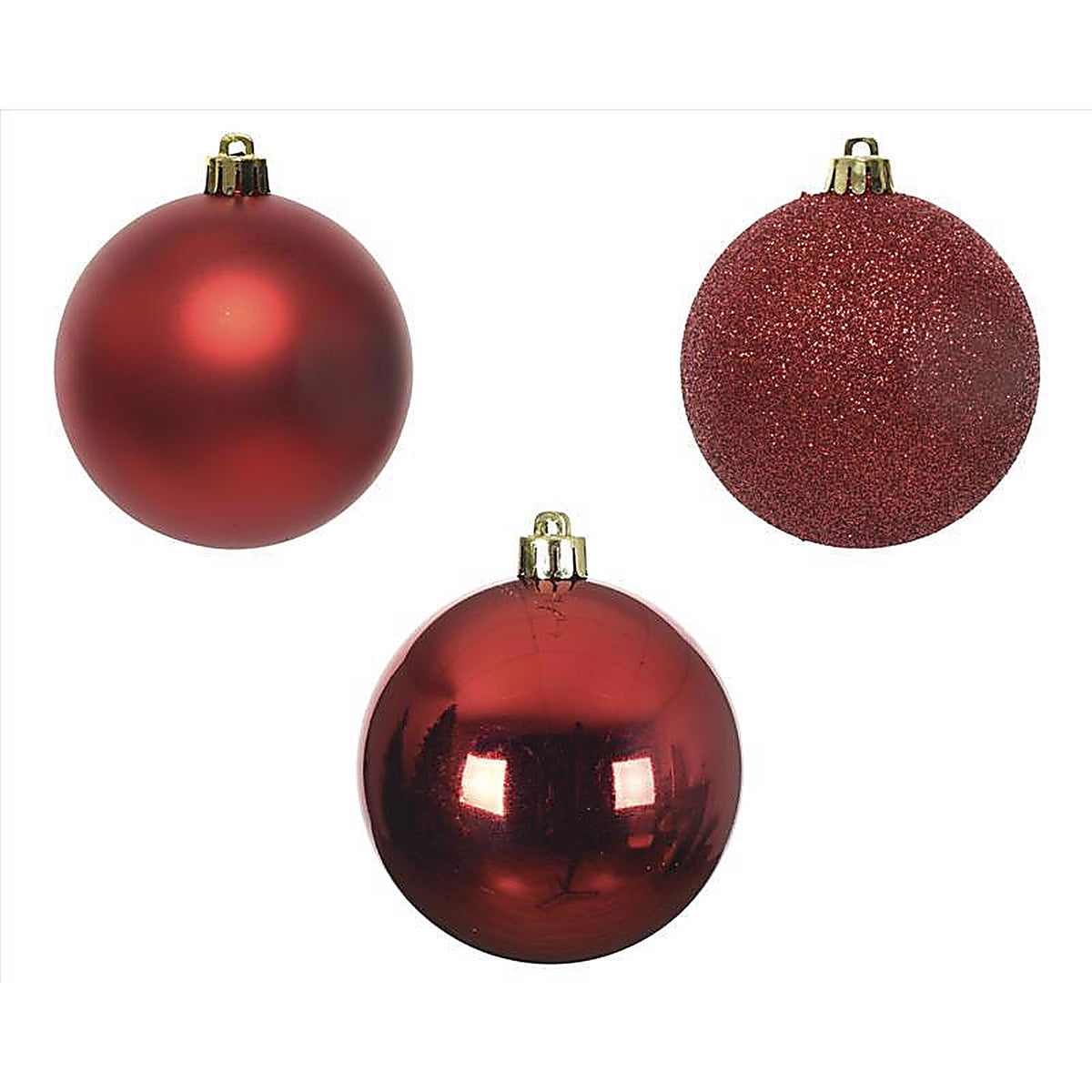 Decoris 20172 Red Shatterproof Baubles Indoor Christmas Decor 2 in.