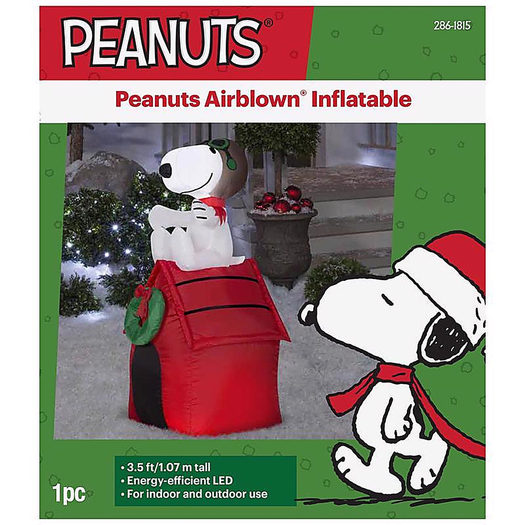 Gemmy 19373 LED Peanuts 3.5 ft. Snoopy on House Inflatable