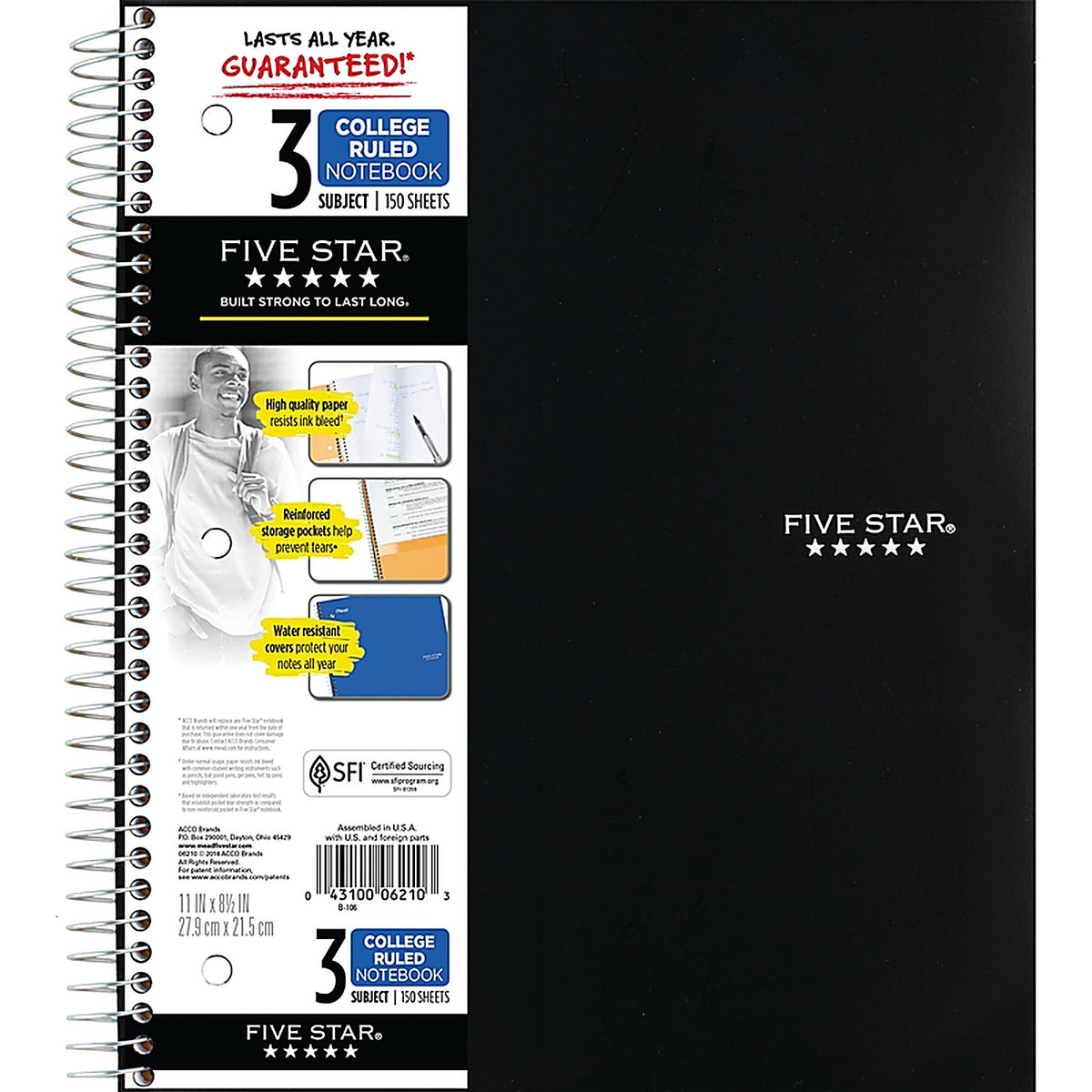 Five Star - 6210 - 8.5 In. W X 11 In. L Spiral Assorted Notebook