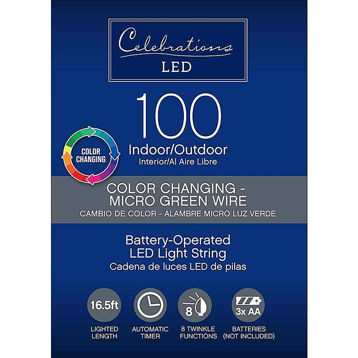 Celebrations MICGR100WWMU2A LED Micro Dot/Fairy Multicolored/Warm White 100 ct String Christmas Lights 16.5 ft.