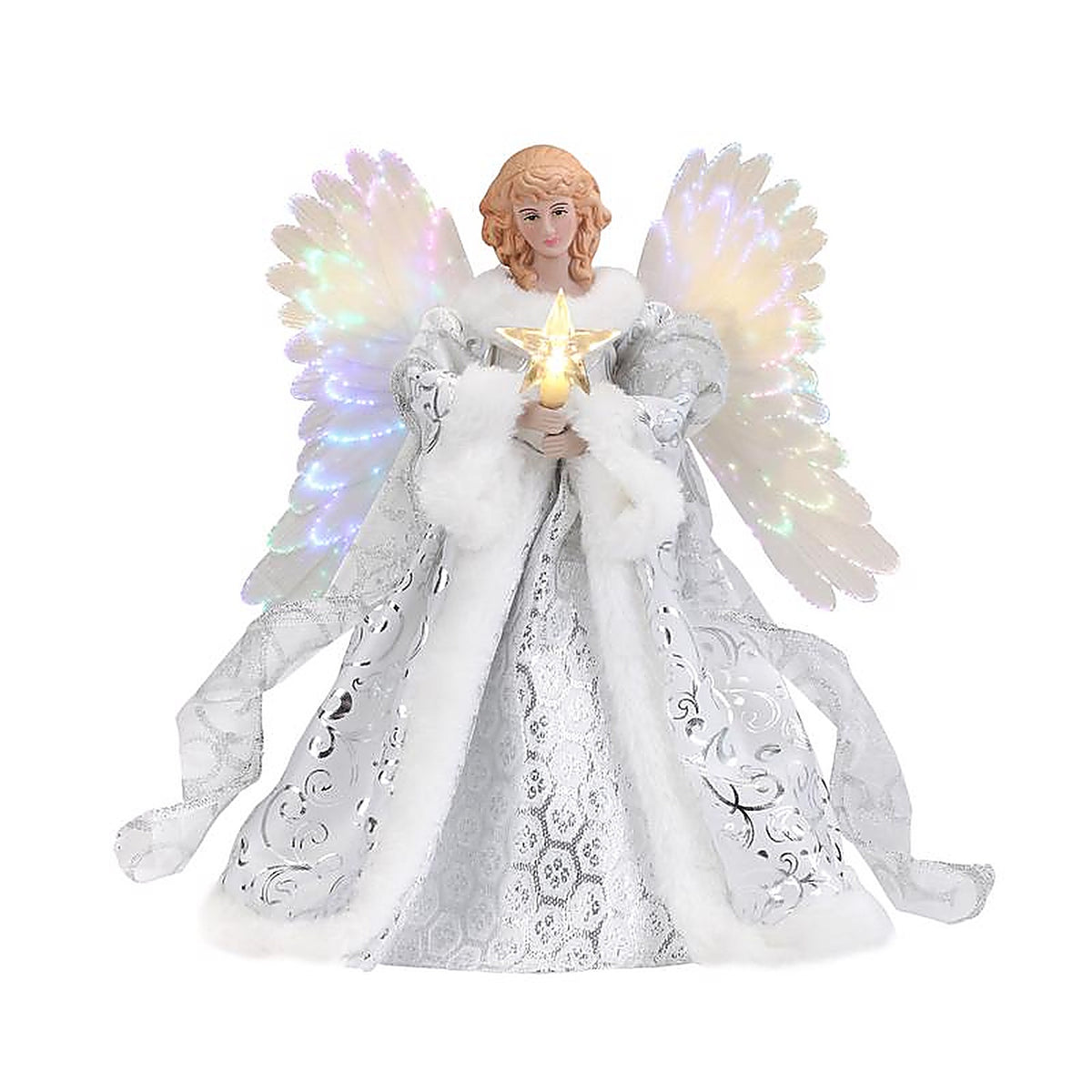 Mr. Christmas - 49360AC - LED White Animated Fiber Optic Angel Tree Topper 12 In.