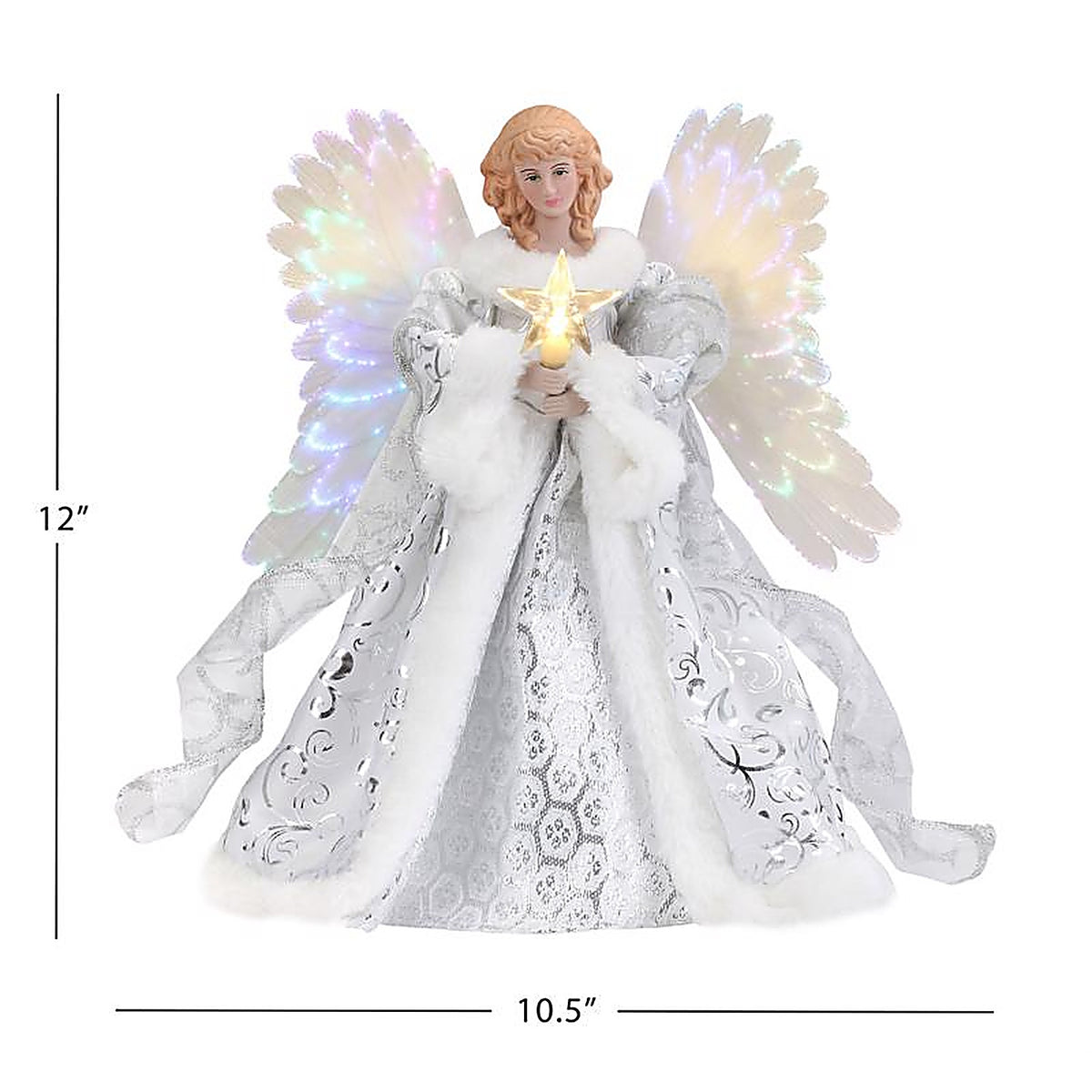 Mr. Christmas - 49360AC - LED White Animated Fiber Optic Angel Tree Topper 12 In.
