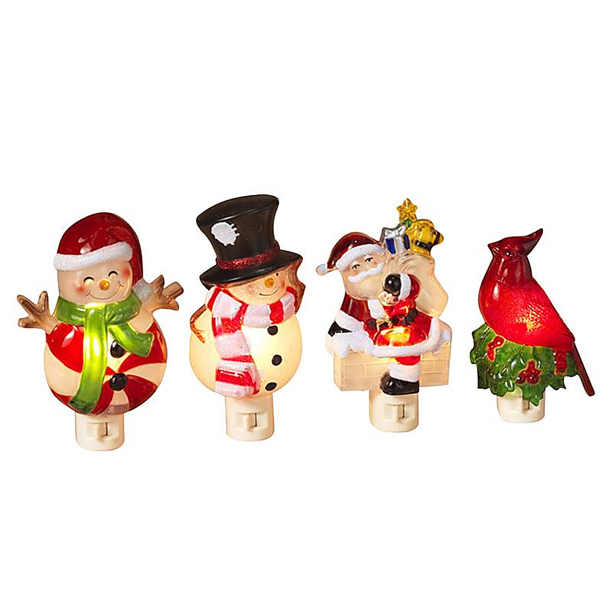 Gerson 2303390 Assorted Snowman/Santa/Cardinal/Peppermint Indoor Christmas Decor 6.3 in.