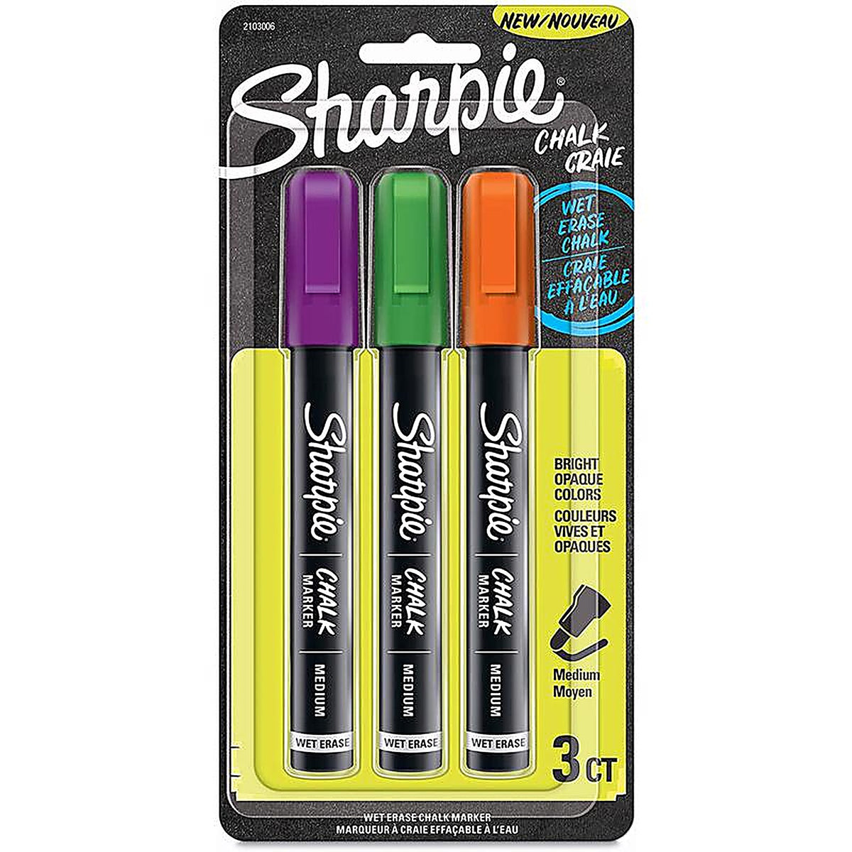 Sharpie 2103006 Assorted Medium Tip Chalk Marker 3/Pack