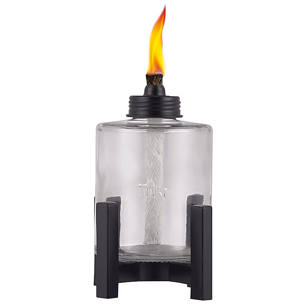 Tiki - 1120062 - Black/Clear Glass/Metal 6.5 In. Elevated Tabletop Torch 1 Piece