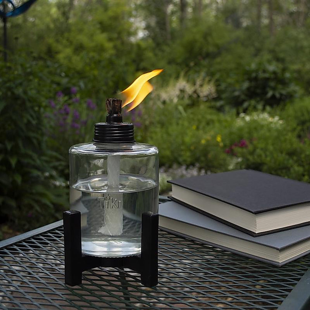 Tiki - 1120062 - Black/Clear Glass/Metal 6.5 In. Elevated Tabletop Torch 1 Piece