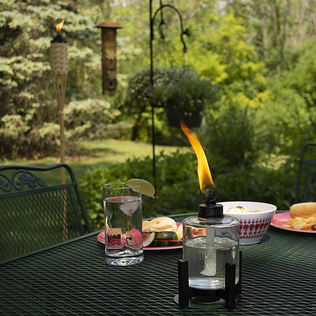 Tiki - 1120062 - Black/Clear Glass/Metal 6.5 In. Elevated Tabletop Torch 1 Piece