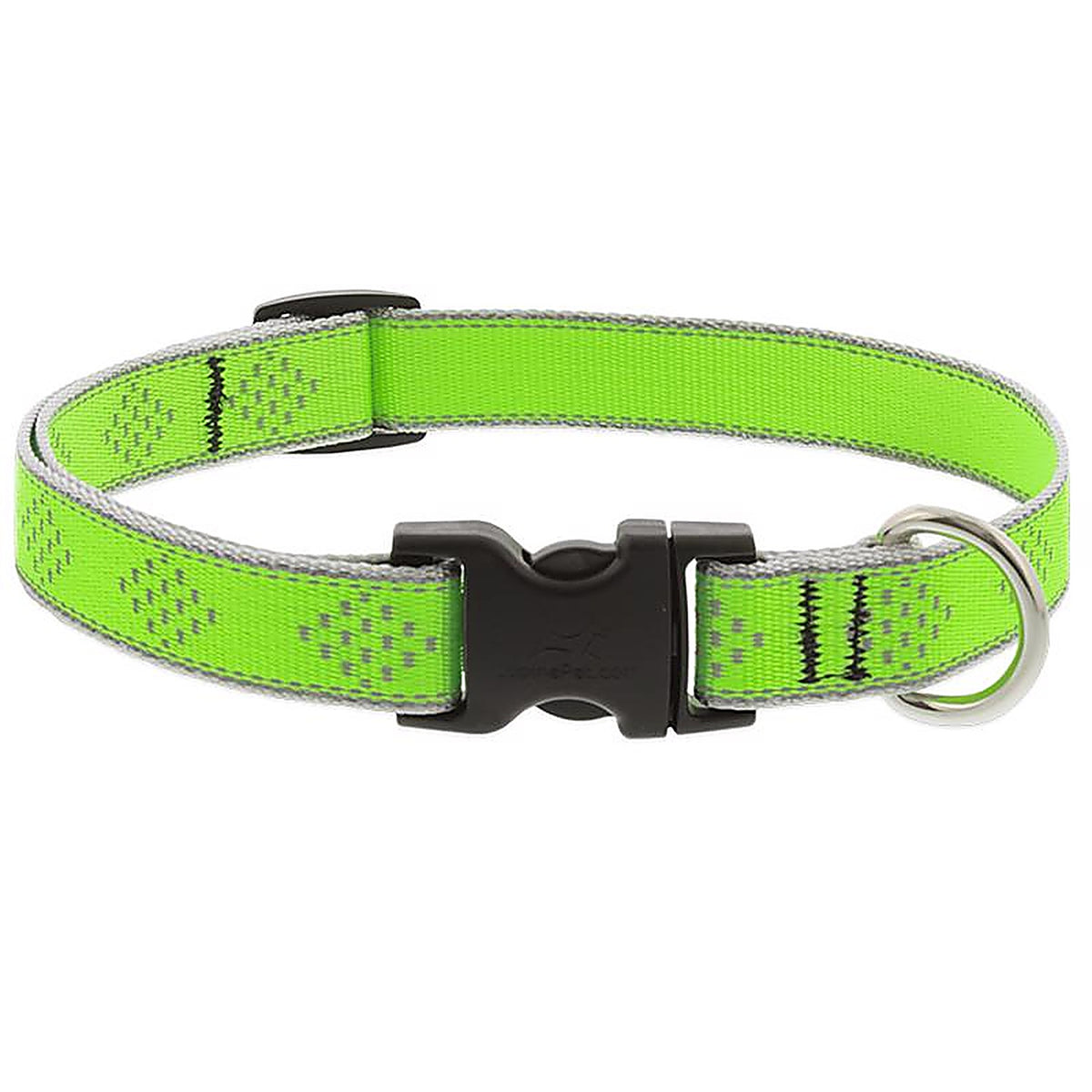 LupinePet - 48101 - Reflective Green Diamond Nylon Dog Adjustable Collar