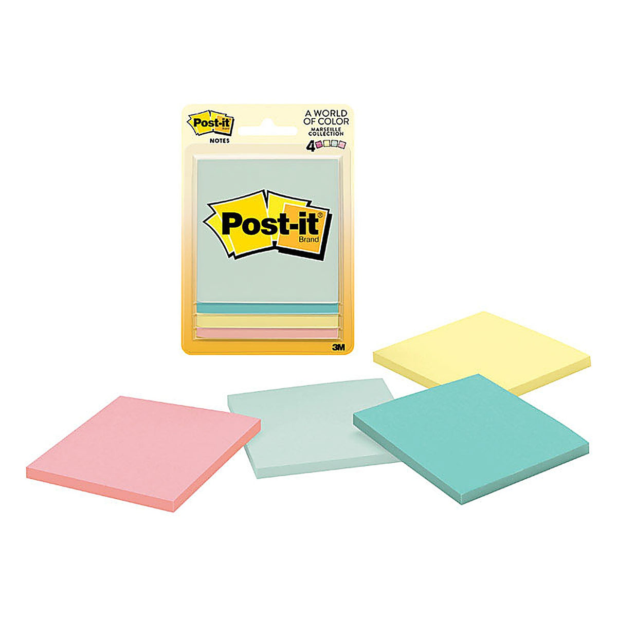 3M 5401A Post-It 3 in. W x 3 in. L Assorted Sticky Notes 4 pad