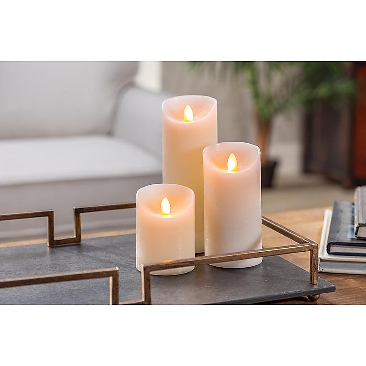 Gerson 44610 Bisque Flameless Pillar Candle