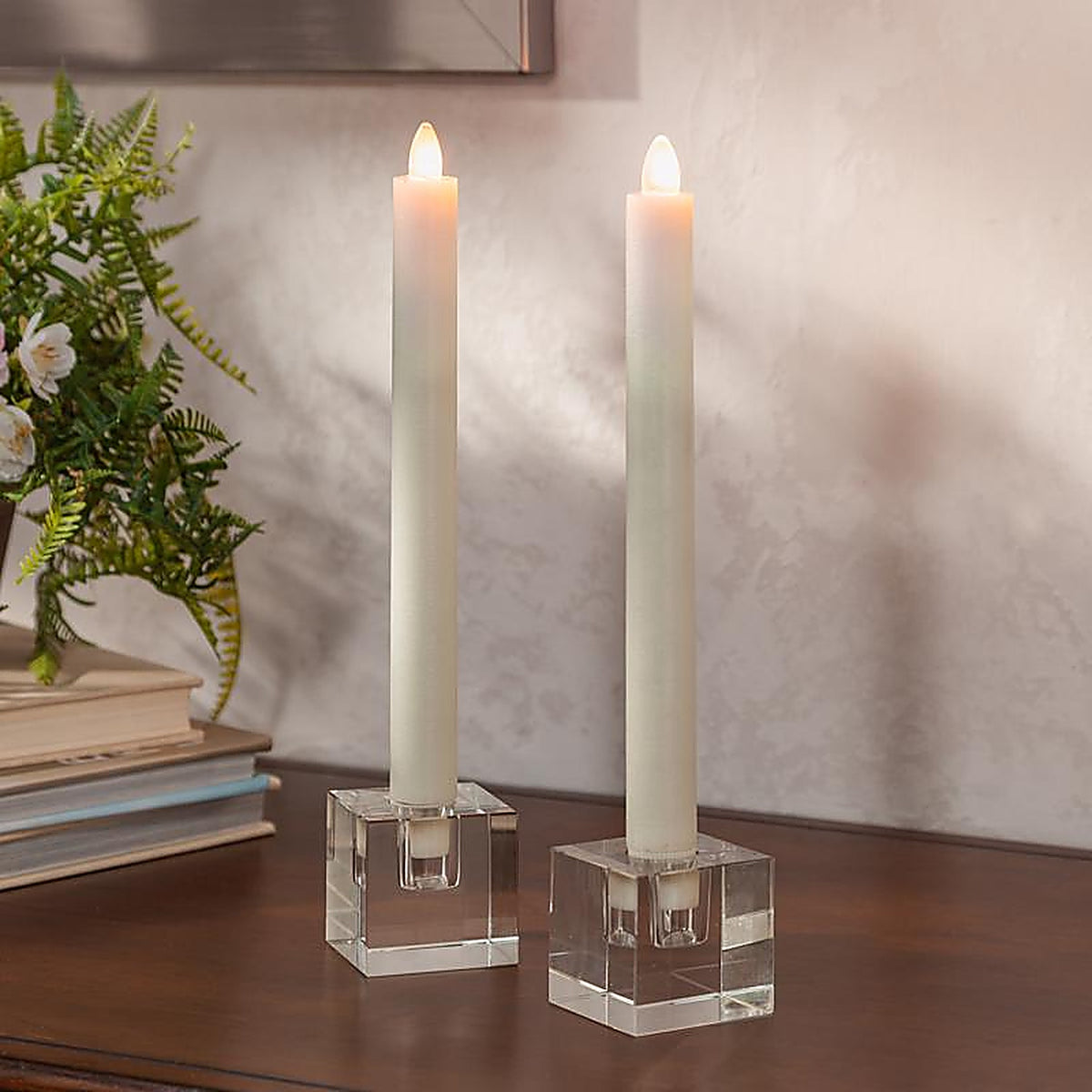 Gerson 44613 LED Bisque Aurora Flame Taper Candles Indoor Christmas Decor 9.85 in.