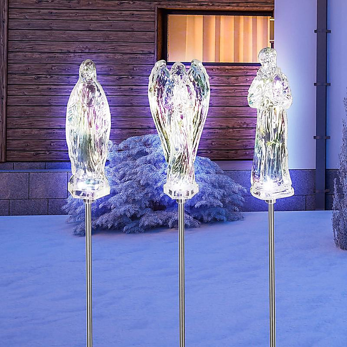 Alpine SKY461ABB LED 34 in. St. Francis/Mary/Angel Pathway Decor