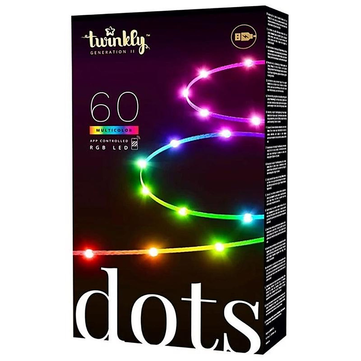 Holiday Bright Lights R60DOTWP Twinkly LED Mini Multicolored 60 ct String Christmas Lights 9.8 ft.