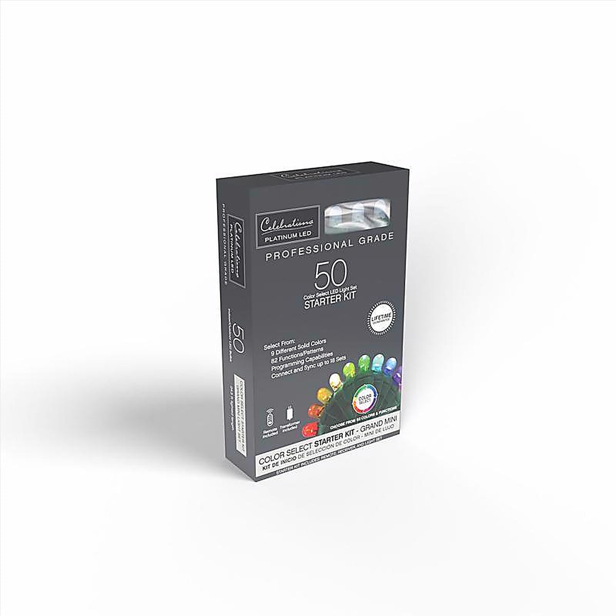 Celebrations - RGBWWS5MMA - Platinum LED Mini Multicolored 50 CT String Lights w/Remote Christmas Lights 25 Ft.