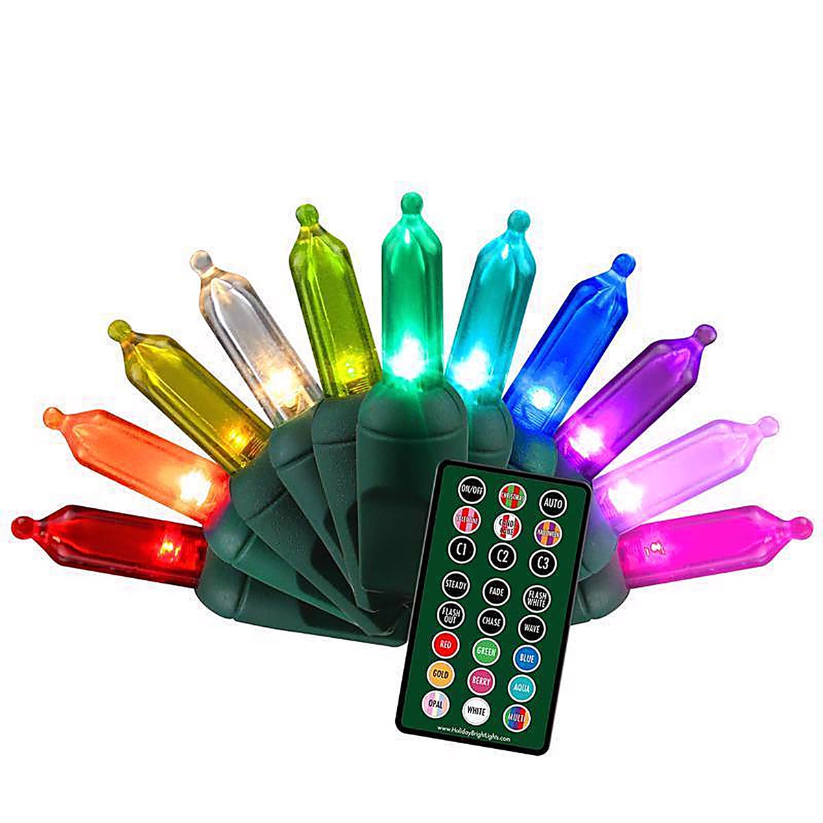 Celebrations - RGBWWST5A - Platinum LED T5 Multicolored 50 CT String Lights w/Remote Christmas Lights 25 Ft.
