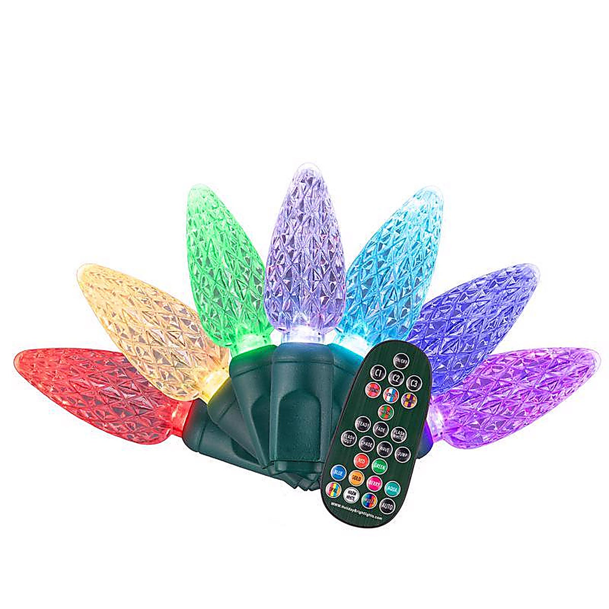 Celebrations - RGBWWSC6A - Platinum LED C6 Multicolored 50 CT String Lights w/Remote Christmas Lights 25 Ft.