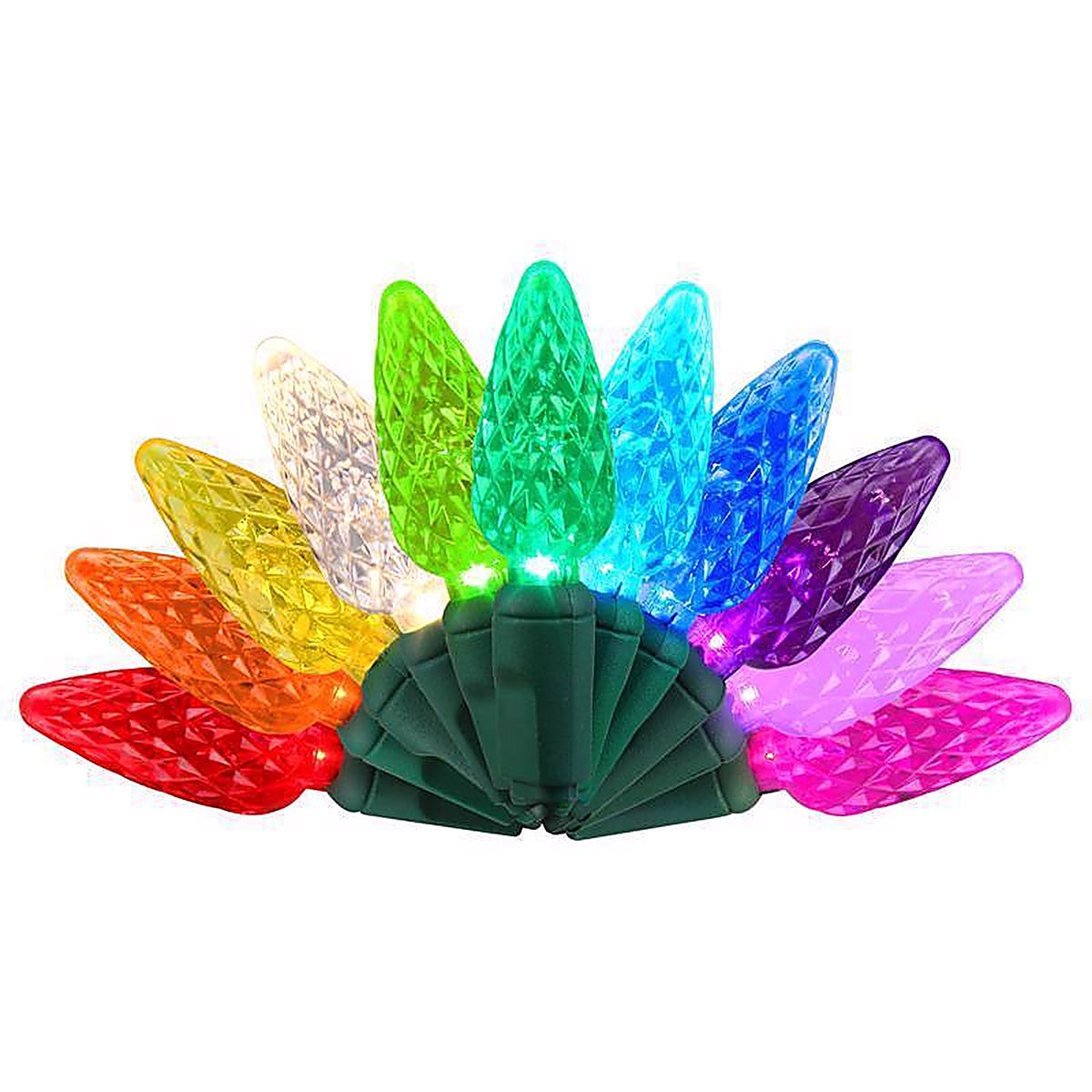 Celebrations - RGBWWAC6A - Platinum LED C6 Multicolored 50 CT String Christmas Lights 25 Ft.