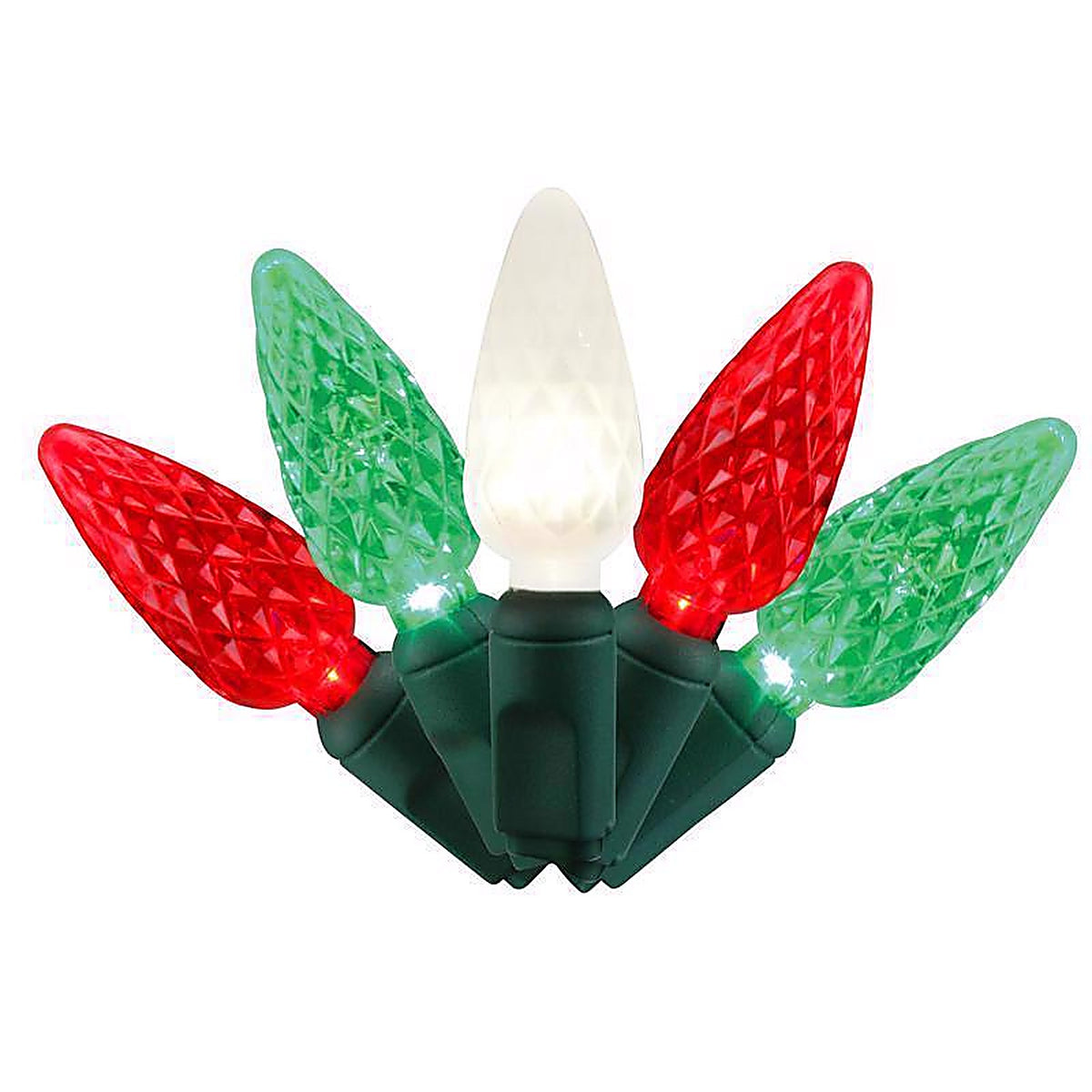 Celebrations - C650TRSA - Platinum LED C6 Red/Green/Pure White 50 CT String Christmas Lights 25 Ft.