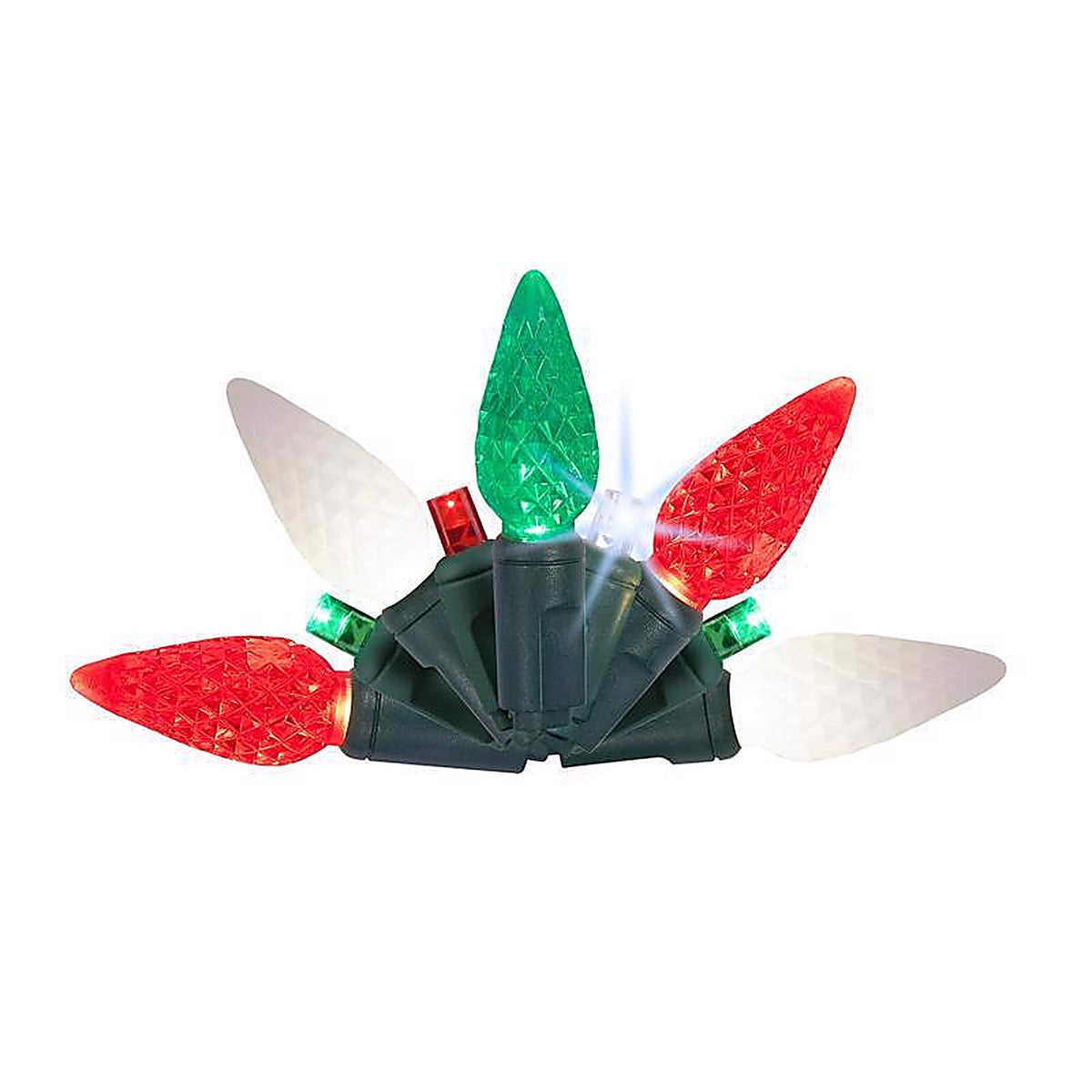 Celebrations - C65MM50TRSA - Platinum LED C6 Red/Green/Pure White 50 CT String Christmas Lights 25 Ft.