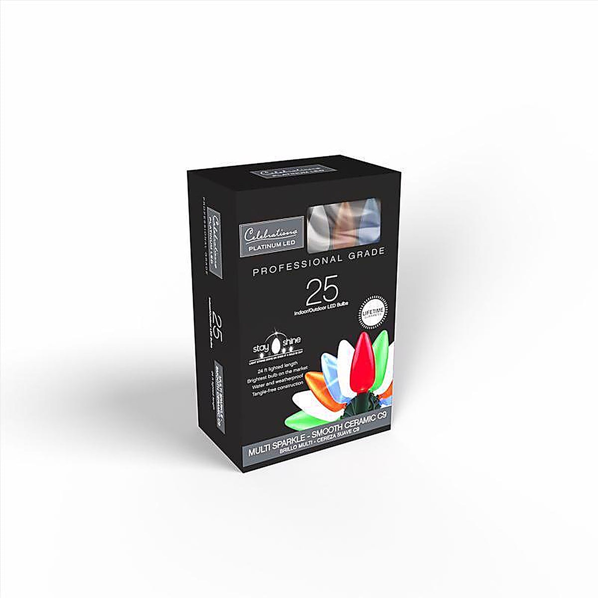 Celebrations - C925OMUSA - Platinum LED C9 Multicolored 25 CT String Christmas Lights 25 Ft.