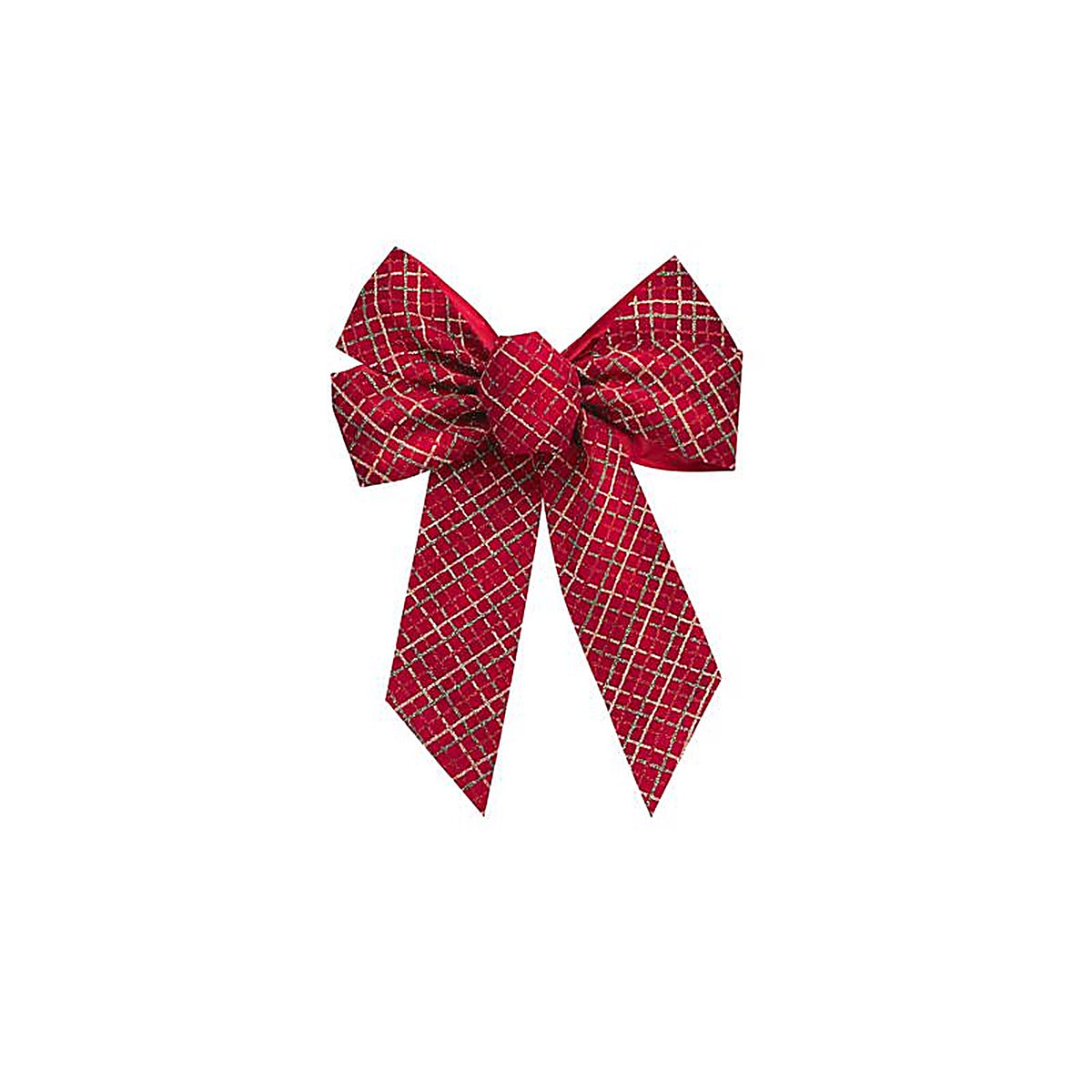 Holiday Trims - 6060DOZ - Glitter Plaid Red/Green/Gold Bow Christmas Wall Decor Fabric 1 Piece